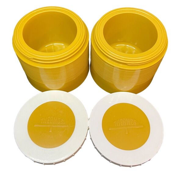 VTG SET OF 2 - THERMOS King Seeley Insulated Yellow Food Travel Container 1155/3 - Picture 4 of 16